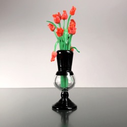 Mini glass vase with glass flowers