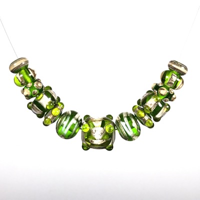 Green and Silvered Ivory Set #107