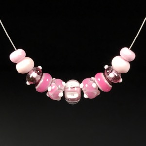 Set - #120 Pink Lampwork Glass Bead Set
